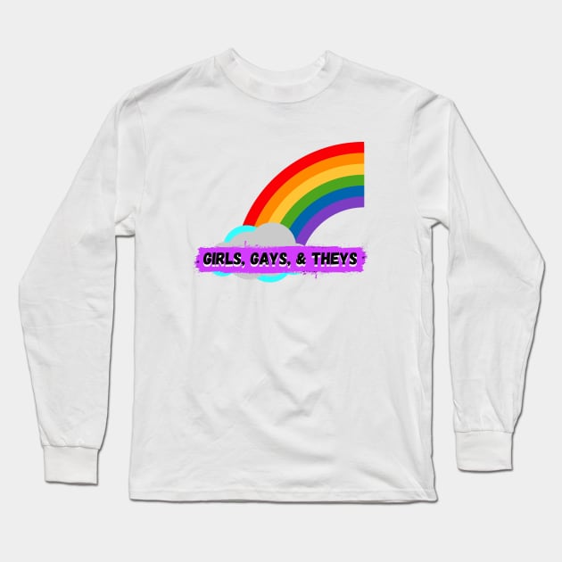 Girls, Gays, and Theys – Half Rainbow with Clouds Long Sleeve T-Shirt by KoreDemeter14